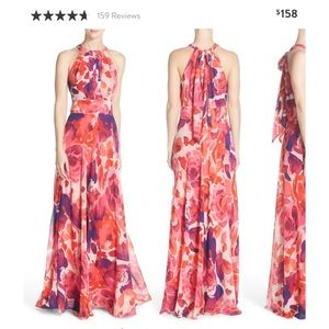 Eliza J Floral Print Halter Maxi Dress
